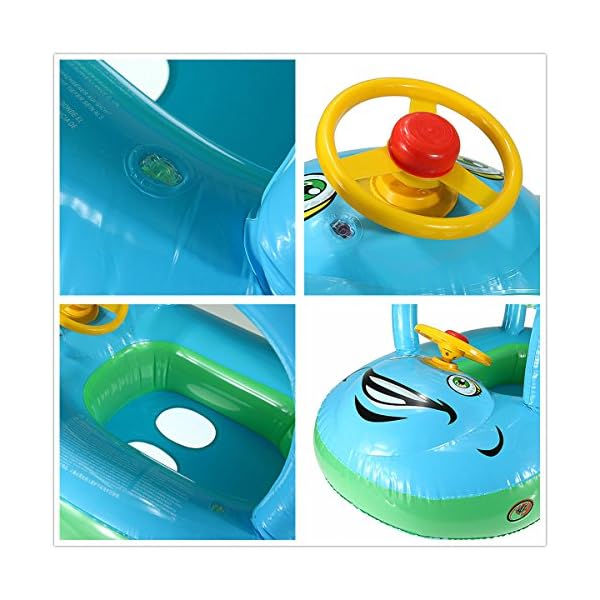 SUPOW-Baby-Swim-Float-Seat-Rose-Red-Cartoon-Car-Shaped-Boat-Pool-Ring-Seat-With-Sunshade-Canopy-For-Kids-Baby-Child-Toddler-Infant