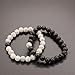 UEUC Distance Couple Bracelet His and Hers Black Matte Agate & White Stone 8mm Beads Bracelet