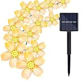 Solar String Lights Outdoor, Oak Leaf 20 feet 30 LEDs IP44 Waterproof Crystal Flower LED String Lights for Patio,Garden,Tree Decor,Warm White