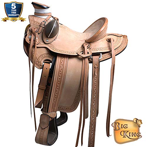HILASON 16″ Western Horse Saddle Leather Wade Ranch Roping Tan