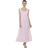 Miss Lavish London Blue Victorian Style Nightgown Sleeveless - Long Sleepwear Women Vintage Nightdress 100% Cotton