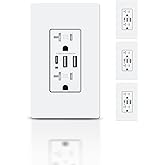 TOPELER USB-C Wall Outlets, 6.0A Charging Power Outlet with 3 USB Ports, 20 Amp Duplex Tamper-Resistant Receptacle Plug, Scre