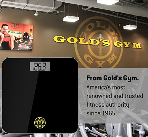 Gold’s Gym Digital Tempered Glass Bathroom Body Weight Scale Highly Accurate LBS or KG, up to 400 Pounds Non Slip, Portable, Black - Thumbnail 4