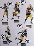 Green Bay Packers Mini FATHEAD Team Set of 15 Official NFL Vinyl Wall Graphics (5 Players + 5 Name Graphics + 5 Packers Logo) RODGERS, MATTHEWS, LACY, COBB, NELSON, Each Player 7