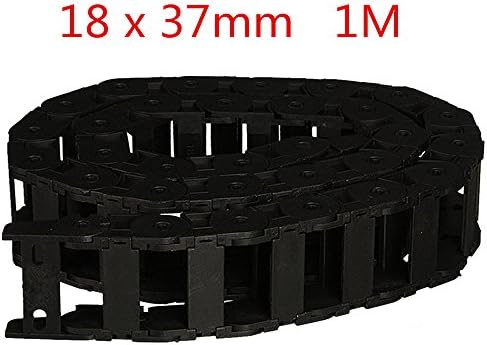 HHY 1M Length Black Plastic 18 x 37mm Open Type Cable Drag Chain Wire Carrier for CNC Machine