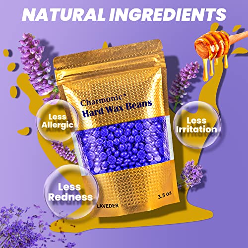 Charmonic 17.5 Oz Hair Wax Beans, Hard Body Wax Beans, Hair Removal Depilatory Wax European Beads for Women Men 500g/1.1 lb (lavender)