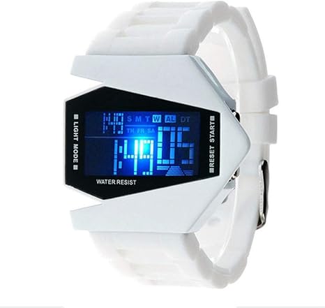 Amazon 白い メンズled腕時計 ステルス航空機の形状ダイヤルの色を変更するデジタル表示シリコーン時計バンド防水スポーツ時計 によってsamgreatworld メンズ腕時計 腕時計 通販