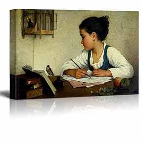 A Girl Writing; The Pet Goldfinch by Browne...