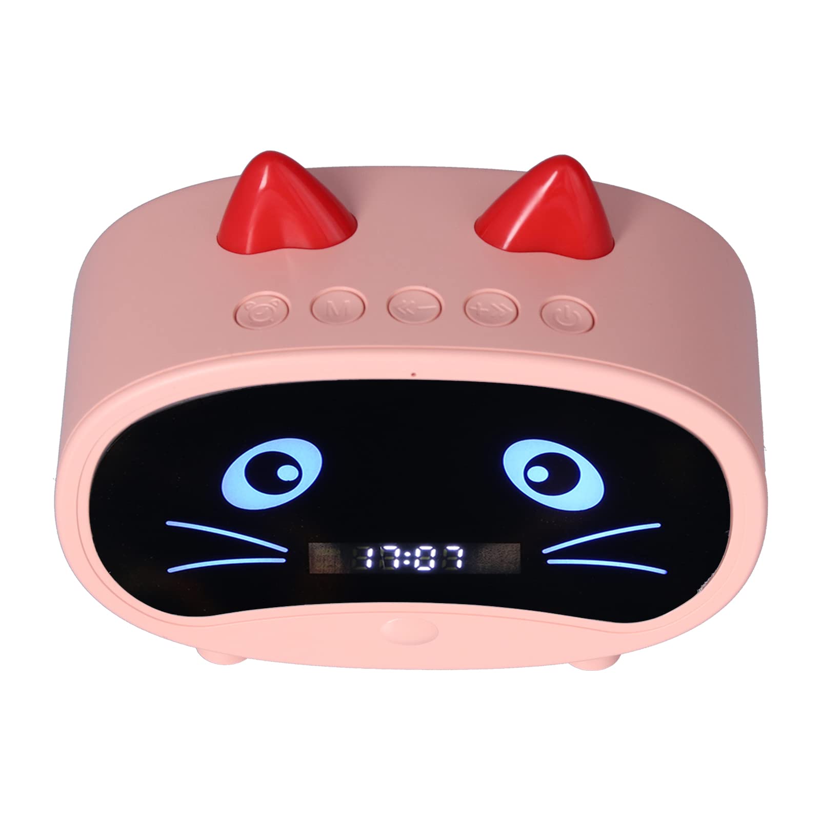 Zunate Bluetooth Clock Speaker, JM02 Wireless Alarm Clock Bluetooth Speaker MP3 Player, Cute Cat Ear Design,Support Bluetooth/Memory Card Input,Sleep Bedside Alarm Clock(pink)