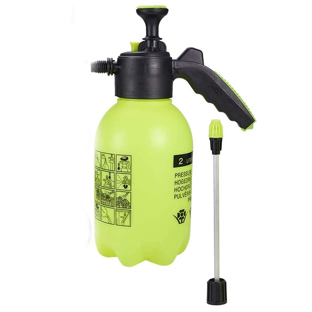 Jscarlife 2L Green Pressure Sprayer Hand Held Garden Sprayer with Adjustable Nozzle, Use with Water or Soluble Products for Car washing and Home Cleaning