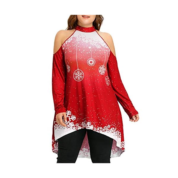 Christmas Party Dress, Plus Size Long Dress Women Casual Short Sleeve Cold Shoulder Boho Flower Print ANJUNIE(Red,4XL)