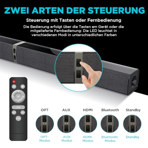 HoYLluDLL 2.0 Channel Soundbar for TV Devices, 32 Inch Divisible 2-in-1 Soundbar for TV Soundbar Bluetooth with 3 EQ Modes and 3D Surround Sound, TV Speaker Soundbars with ARC/Optical/Aux, 1 Piece