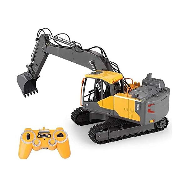 LKNJLL Fernbedienung Bagger Spielzeug-LKW, 1/16 Scale RC Bagger Baufahrzeuge for Jungen, Mädchen, Kinder RC Traktor mit… – Bild 4