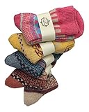 LuluVin's Women's Colorful Crew Vintage Inspired Knit Socks (5 Pairs) Multicolored with Dots
