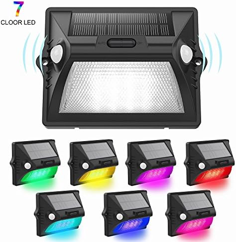 Outdoor LED Solar Lights with Motion Sensor,Outdoor Waterproof Dual Headed 180° Sensing Range 7 Color Changing Security Light for Garden, Patio, Backyard, Driveway or Garage Entry Gate Area (2)