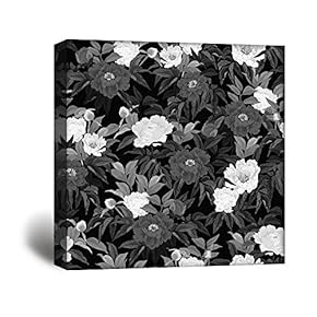Square Canvas Wall Art - Flowers in Black White - Giclee Print Gallery Wrap Modern Home Art Ready to Hang - 12x12 inches