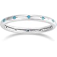 SHINYSO 925 Sterling Silver Ring Engagement Wedding Band with Blue Turquoise Stackable Rings for Her Size 4-10