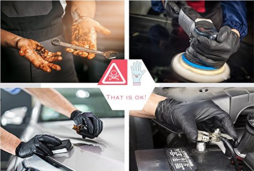 The Basic Nitrile Exam Gloves - Medical Grade, Powder Free, Latex Rubber Free, Disposable, Non Sterile, Food Safe, Textured, Black Color, Convenient Dispenser Pack of 100, Size Medium - Thumbnail 7