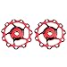Derailleur Pulley 11T CYSKY Rear Derailleur Jockey Wheel Fit for Road Bike, Mountain Bike, MTB, BMX (2 Pack, Aluminum Alloy, Red)