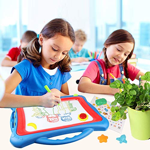 AMOSTING Magnetic Drawing Board, Travel Doodle Board Doodle Sketch Pad, Drawing Boards for Kids Travel Toys Scribble Board with Funny Stamps