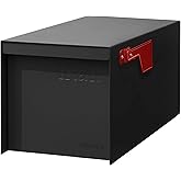 adoorn Modern Large Post Mount Mailboxes for Outside USPS Approved - Black | 9.5&rdquo; H x 9.5&rdquo; W x 20.75&rdquo; D, Mailbox for Letters and Packages, Weatherproof, Durable Steel, Magnetic Closure - Black
