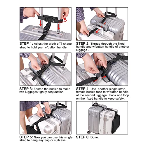 Luggage Straps,Two Add a Bag Suitcase Strap Belt,Adjustable Travel