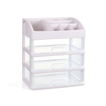 Extra Large White 4 Tier Cosmetic Storage Box Plastic Drawer