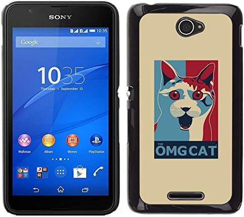 Good Phone Accessory // Hard Case Protective Plastic Cover Case for Sony Xperia E4 // Omg Cat Funny Poster Quote White