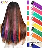 RHY 9PCS Princess Party Highlight Clip in Colored Hair Extension Costumes Wig for Baby Girls&Dolls(Rainbow Color)