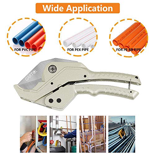 GARTOL Pipe and Tube Cutter - Ratcheting Hose Cutter One-hand Fast Pipe Cutting Tool for Cutting up to1-5/8 inch PEX,PPR,PVC,Aluminium Plastic Pipe, Suitable for Plumbers,Home Working - Thumbnail 2
