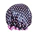 6Pcs Assorted Satin Shower Caps, Creatiee Waterproof Elastic Band Bath Cap Bathing Hair Cap Kitchen Cap with Double Layer for Adults(Dots Style)