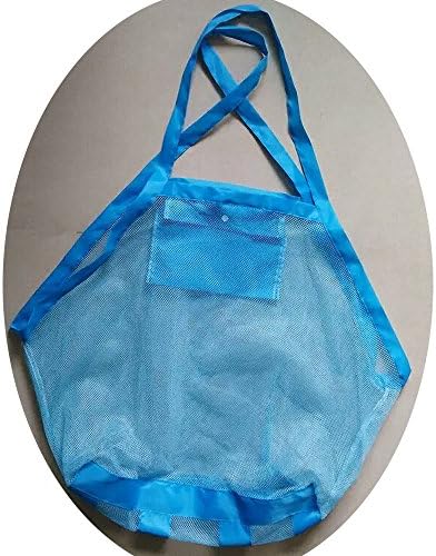 Beach Bags,Foldable Sand Removable Extra Large Kid Child Family Mesh Beach Storage Sandboxes Bag Tote Backpack Toys Towels - Blue/Green Size 45x45x30CM