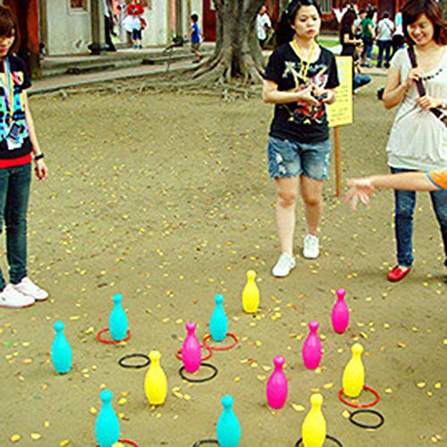 Tralntion 12PCS/Set Fun Game Intelligence Educational Toys Stacking Plastic Hoopla Ring Toss Cast Throw Circle Set Toy