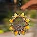 Evergreen Garden Sunflower Metal and Glass Hanging Mesh Bird Feeder - 12.5”W x 3