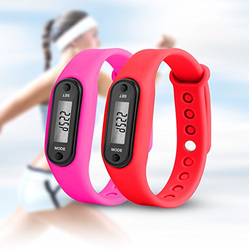 Women Pedometer,TADAMI Calories Digital Watch Men Walking Running Outdoor Sports LED Electronic Wrist Watch for Kids (Hot Pink)