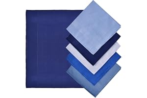 OTYMIOW 15PCS Large Men's Handkerchiefs, Blue Pocket Square Hankies, Cotton Navy Blue Mouchoir, Men Handkerchiefs for Wedding