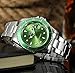 MASTOP Men Automatic Mechanical Watches Full Steel Waterproof Mens Watches with Calendar (Silver Green)