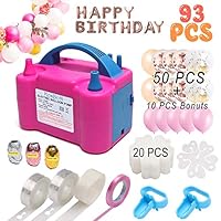 Balloon Pump, Electric Balloon Blower 110V 600W Portable Dual Nozzles Electric Balloon Air Pump Electric Balloon Inflator with 50 PCS Balloons, Tying Tools, 20 Flower Clips, Tape Strip, Colored Ribbon and Dot Glues for Party Decoration