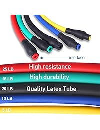 ATHLDYN - Juego de 11 bandas de resitance con bandas de tubo de ejercicio, anclaje de puerta, asas de espuma, correas de tobillo y bolsa de transporte de hasta 75 libras para entrenamiento de resistencia, yoga, entrenamiento de caja   100% garantía de vid