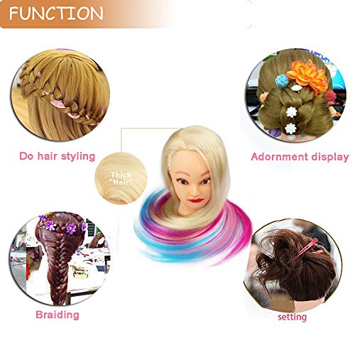 Besmall Doll 26" Hairdressing Mannequin Manikin Training Head Unicorn Style with 100% Synthetic Natural Human Hair Cosmetology Hairdressing Practice