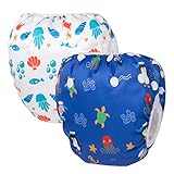 UBBCARE Reusable Swim Diaper Adjustable Baby Swim Diapers for Babies 0-2 Years 2pcs Baby Shower Gifts & Swimming Lessons