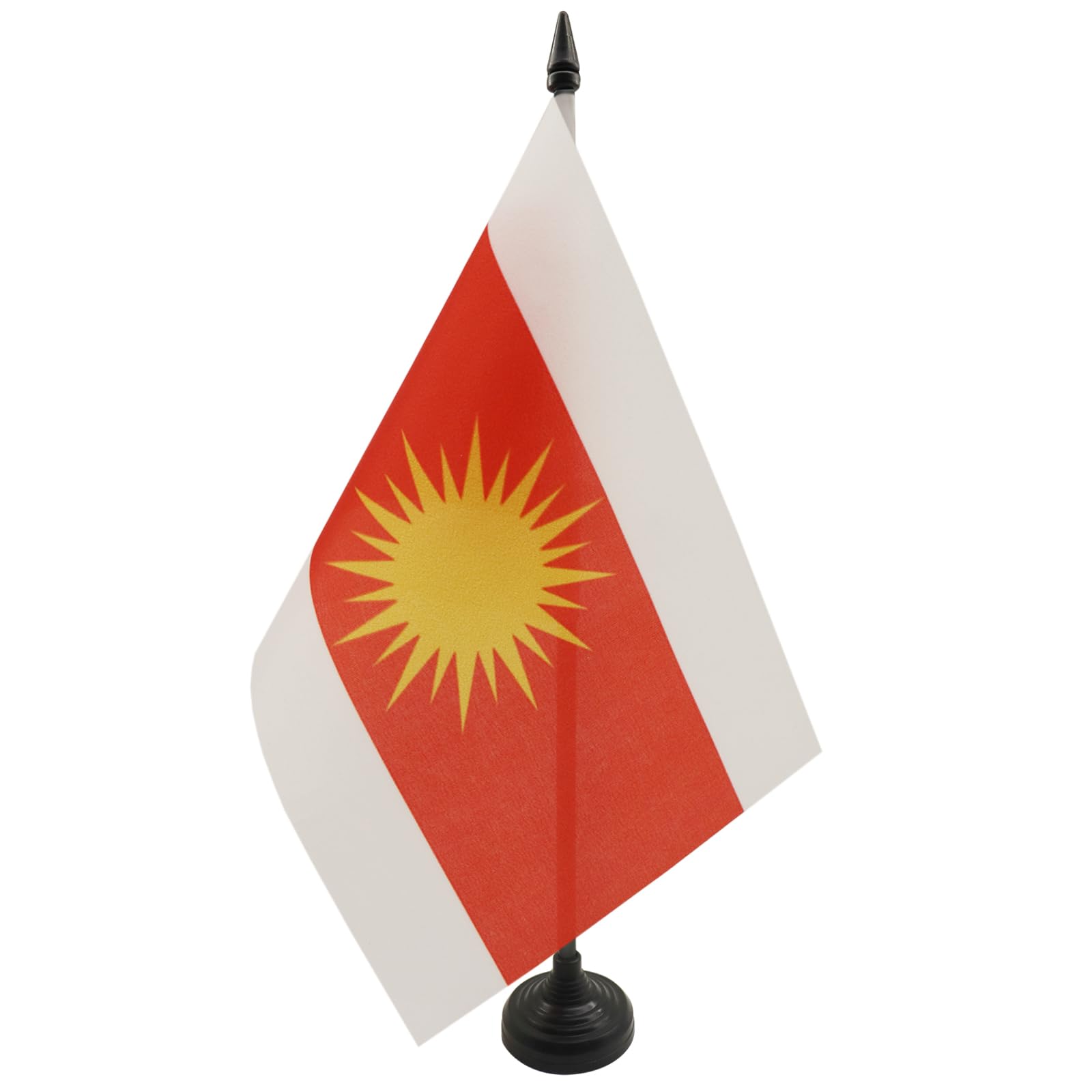 AZ FLAG Yazidism new Table Flag 5'' x 8'' - Yazidis Office Decoration 100% Polyester 21 x 14 cm - Mini Desk Flag with Pole and Black Plastic Base