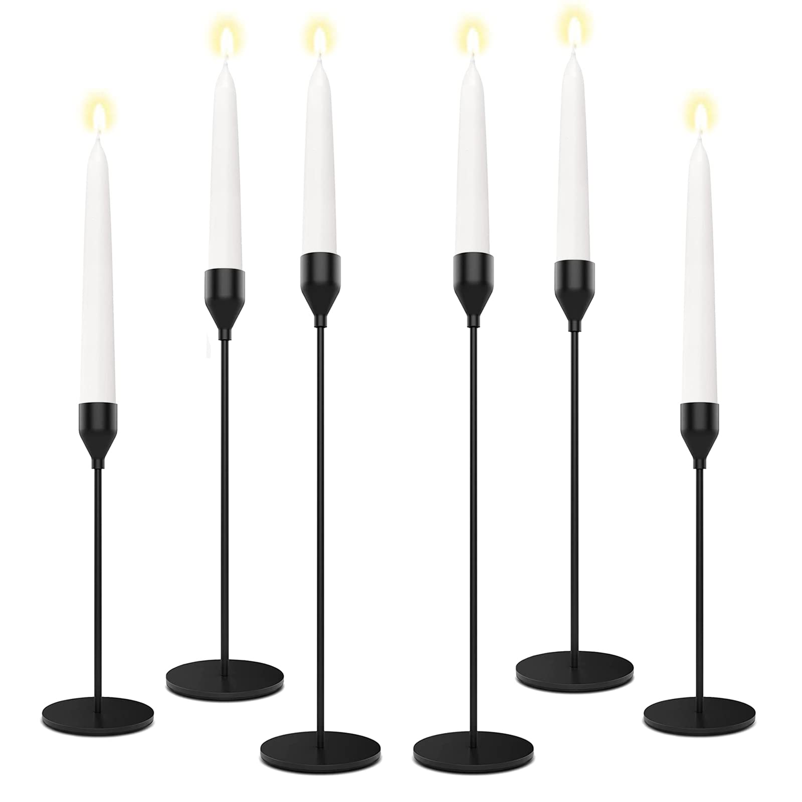 Candle Holders Set of 6 Black Taper Candlestick Holders Vintage Tall Candle Stick Stand Holders Decorative Table Centerpiece for Wedding, Mantel, Living Room