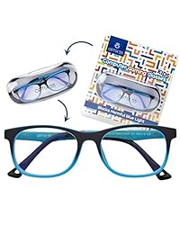 Optix 55 Gafas de bloqueo de luz azul para niños - marcos cuadrados flexibles, lentes para ordenador y juegos para niños y niñas - flexible e irrompible