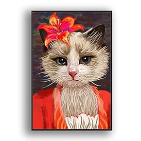 Framed Canvas Wall Art for Living Room, Bedroom Funny Cats Abstract Oil Painting Features Canvas Prints for Home Decoration Ready to Hanging - 16x24 inches