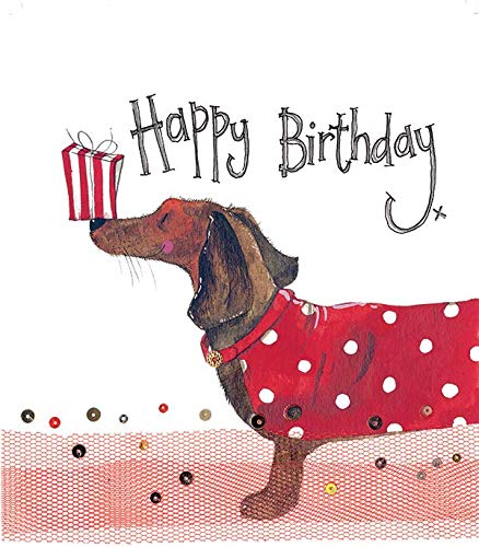 Alex Clark Happy Birthday Dachshund Card - Dog - Present - Greetings Cards - Cards for Birthday - Designed and Printed in the UK