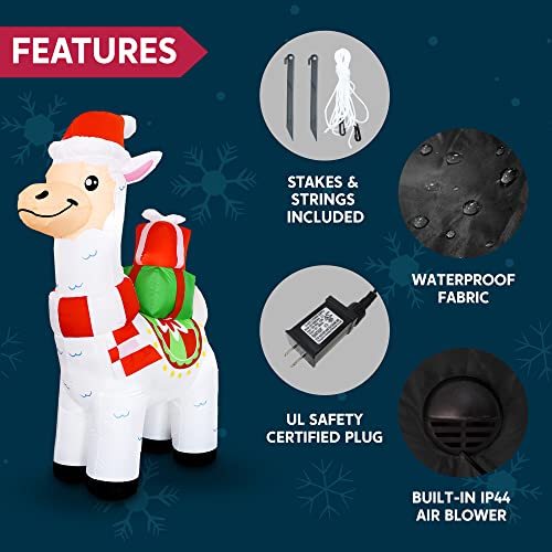 Joiedomi 6 FT Tall Christmas Llama Inflatable with Builtin LEDs Blow