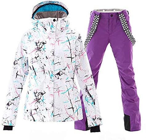 OLEK Women's High Waterproof Windproof Technology Colorful Snowboarding Jacket Ski Pants Set