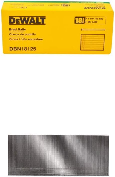 DEWALT DBN18125 Heavy Duty 18 Gauge, 1-1/4-Inch Brad Nail (5000-Pack) and DEWALT DBN18200 Heavy Duty 18 Gauge, 2-Inch Brad Nail (5000-Pack)