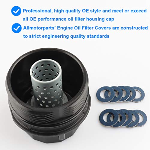 Oil Filter Housing Cap Assembly with 10pcs Oil Drain Plug Gaskets
